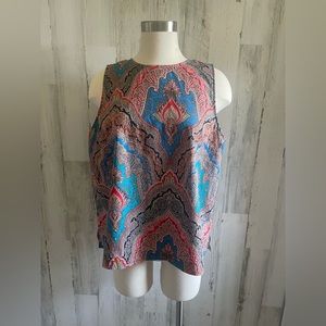 J Crew Liberty print cotton‎ tank top feminine classic preppy ribbon tie back